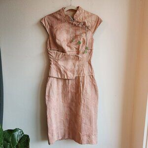 Karen Millen Y2K Blush Pink Oriental Brocade Dress